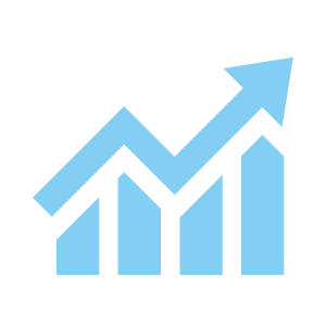 Icon of stocks on an upward trend